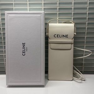 Celine New in Box White Leather Flap Top Sunglass Case Phone Pouch Crossbody Bag